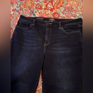 NYDJ Women's Deep Indigo Boot Leg Ankle Jeans frayed hem 16W